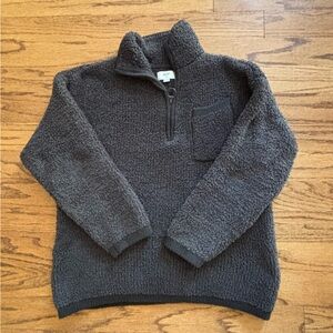Aerie Cozy Gray Sherpa Pullover Sz Medium